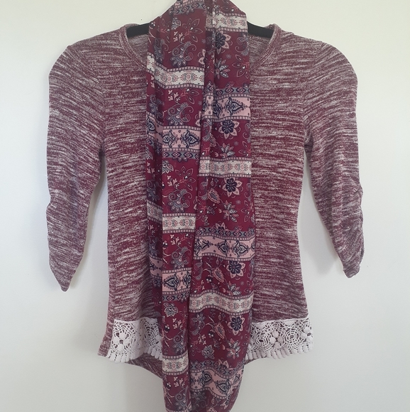 Jenna and Jessie Blouse With Scarf Purple Size Small - Picture 2 of 8